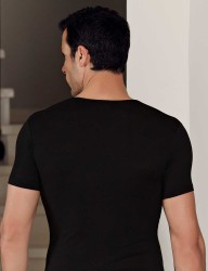Şahinler - Şahinler Lycra Modal Short Sleeve Men Singlet Black ME118 (1)